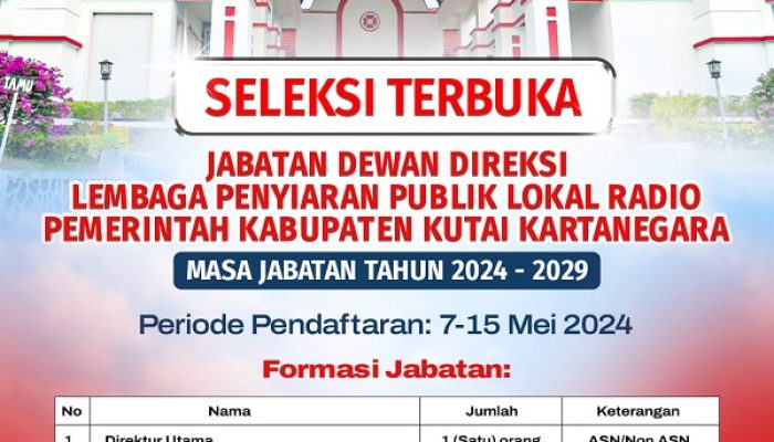 Seleksi Terbuka Pengisian Direksi Lembaga Penyiaran Lokal Radio Pemerintah Kutai Kartanegara