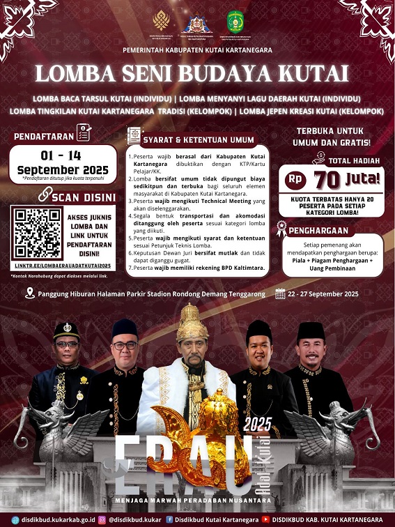 Flayer Pelaksanaan Lomba Seni Budaya Kutai (Disdikbud Kukar)