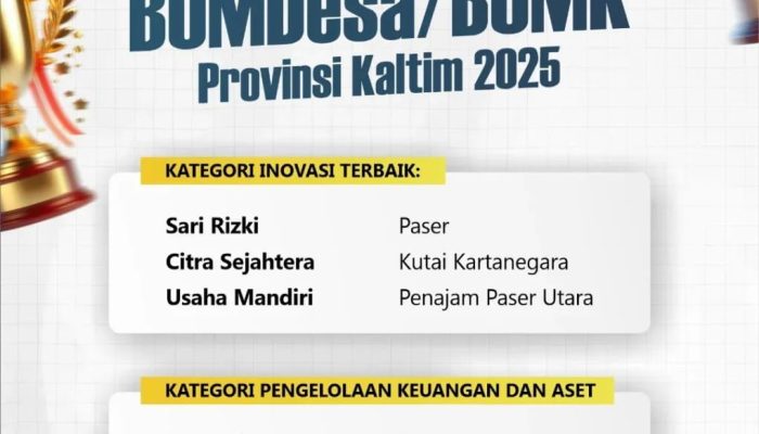 Dua BUMDes Kukar Raih Prestasi BUMDes/BUMK Terbaik Tingkat Provinsi Kaltim 2025