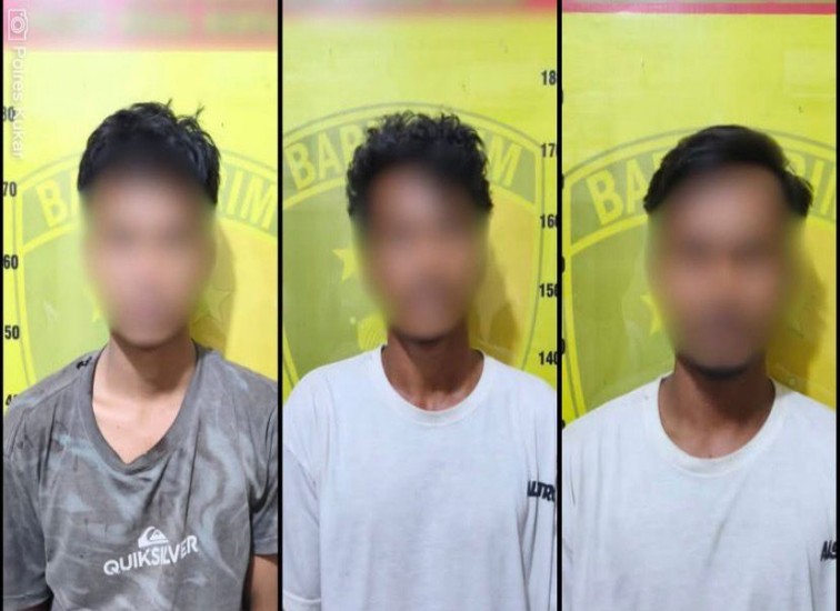 Tiga Penyalahgunaan Narkotika Saat Diamankan Jajaran Tim Reskrim Polsek Muara Muntai. (Dok. Polsek Muara Muntai)