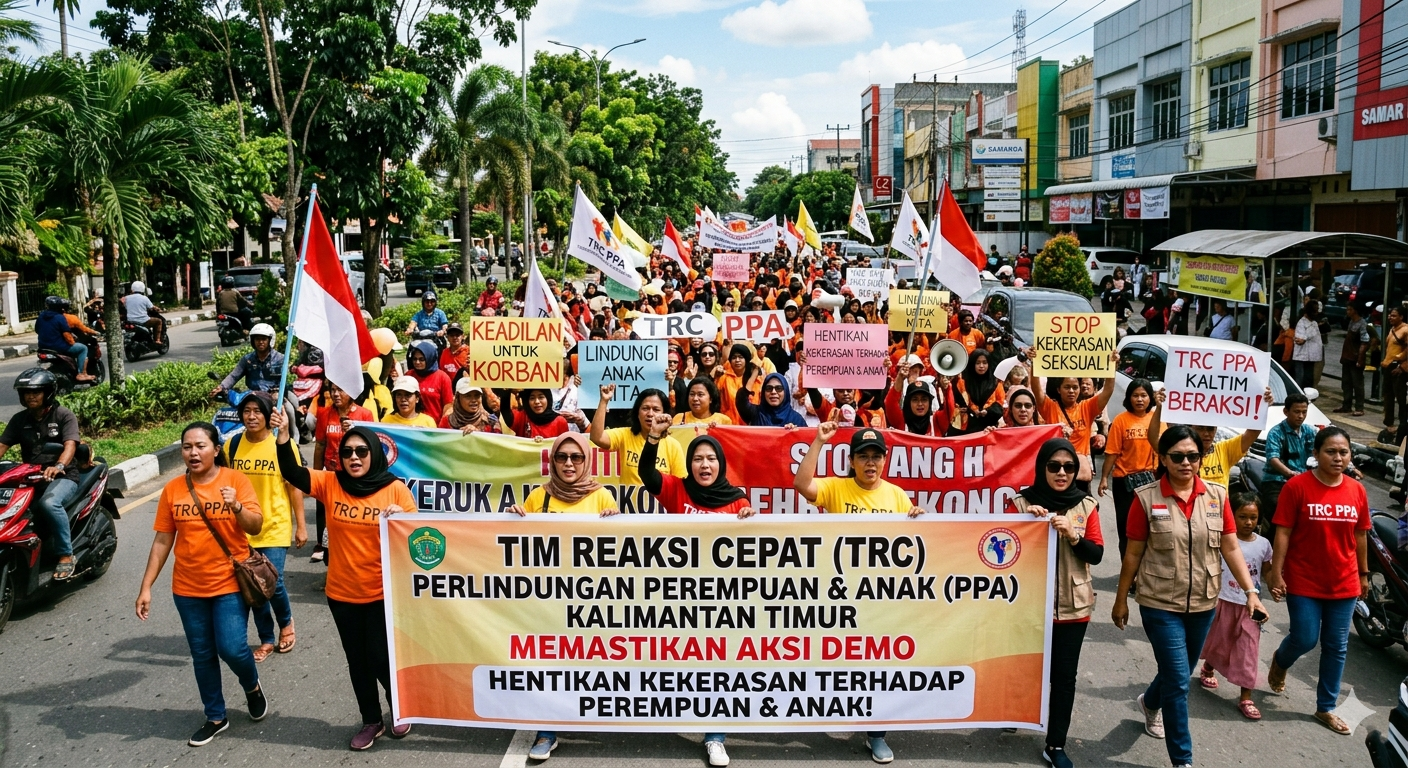 Ilustrasi Aksi Demo TRC PPA Provinsi Kalimantan Timur, (Istimewa)