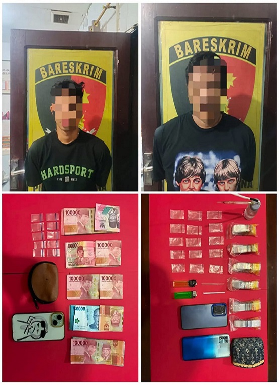 Pelaku dan Barang Bukti Saat Saat di Amankan Petugas Kepolisian. (Dok. Polsek Anggana)