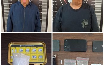 Pelaku Beserta Barang Bukti Saat di Akankan Petugas Kepolisian. (Dok. Polres Kukar)