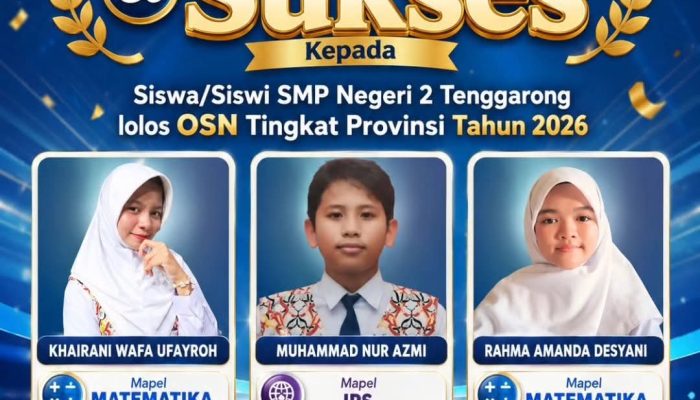 Tiga Siswa SMPN 2 Tenggarong Lolos OSN Tingkat Provinsi 2026