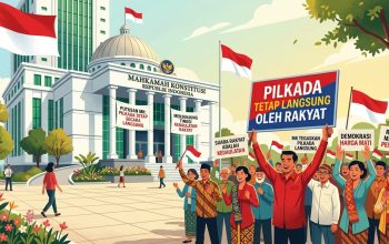 MK Tegaskan Pilkada Tetap Dipilih Langsung, Wacana Lewat DPRD Dipastikan Gugur 3 Ilustrasi Mahkamah Konstitusi (MK) yang menegaskan pemilihan kepala daerah tetap dilakukan secara langsung oleh rakyat, (Google Gemini)