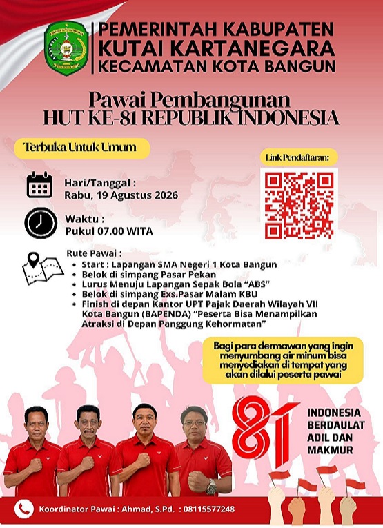 Flayer Kegiatan Pawai Pembangunan Kecamatan Kota Bangun (Dok. Kecamatan Kota Bangun)