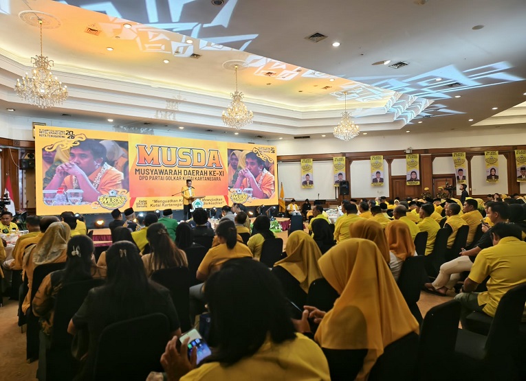 Musda Ke-XI DPD Partai Golkar Kukar, bertempat di hotel grand elty singgasana Tenggarong, Senin (31/8/2026), (Foto : Andri/dutakaltimnews.com)