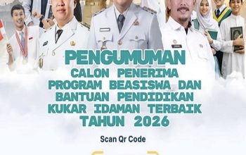 1.094 Peserta Lolos Verifikasi Beasiswa Kukar Idaman Terbaik 2026 5 Flayer Pengumuman Hasil Verifikasi dan Validasi Peserta Program Beasiswa Kukar Idaman Terbaik 2026 (Dok. Bagian Kesra Kukar)