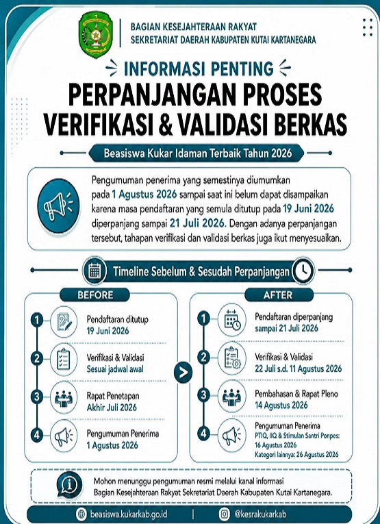 Pamflet Pengumuman Beasiswa Kukar Idaman Terbaik 2026 (Dok. Kabag Kesra Kukar)