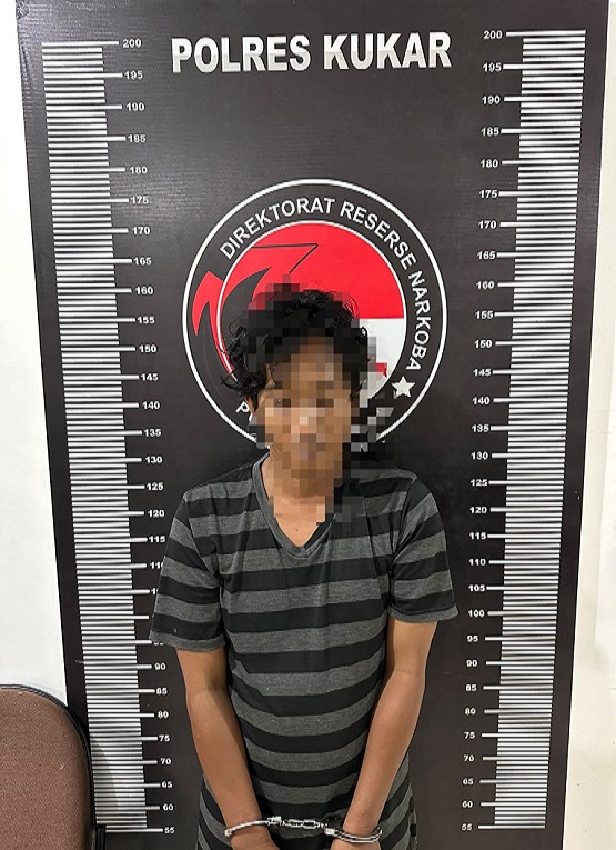 Pelaku Saat di Amankan Petugas Kepolisian. (Dok. Polres Kukar)