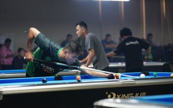 Atlet Biliar PWI Kukar saat mengikuti Porwada Kaltim 2025 di Kota Bontang. (Doc. PWI Kota Bontang)
