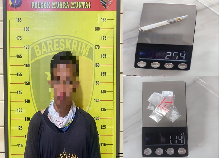 Pelaku Saat di Amankan Petugas Kepolisian. (Dok. Polsek Muara Muntai)