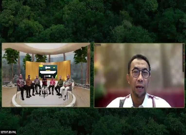 Webinar Nasional Transformasi Pemanfaatan Hutan Seri ke-9 dengan tema “Transformasi Ekosistem Bisnis Kehutanan Berkelanjutan untuk Mendorong Investasi, Meningkatkan Kinerja PBPH, dan Mengoptimalkan PNBP Pemanfaatan Hutan”. (Dok.Kementerian Kehutanan)