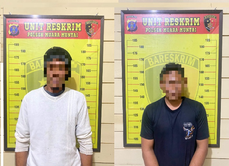 Pelaku saat di amankan petugas kepolisian. (Dok. Polsek Muara Muntai)