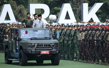 Menteri Keuangan (Menkeu) Suahasil Nazara menghadiri Upacara Peringatan Hari Ulang Tahun (HUT) ke-81 Tentara Nasional Indonesia (TNI) di Jakarta. (Dok.Kementerian Kuangan)