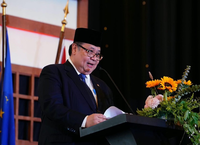 Menteri Koordinator Bidang Perekonomian Airlangga Hartarto saat memberikan Congratulatory Remarks pada German Unity Day 2026, di Jakarta. (Dok. Menteri Koordinator Bagian Ekonomi)