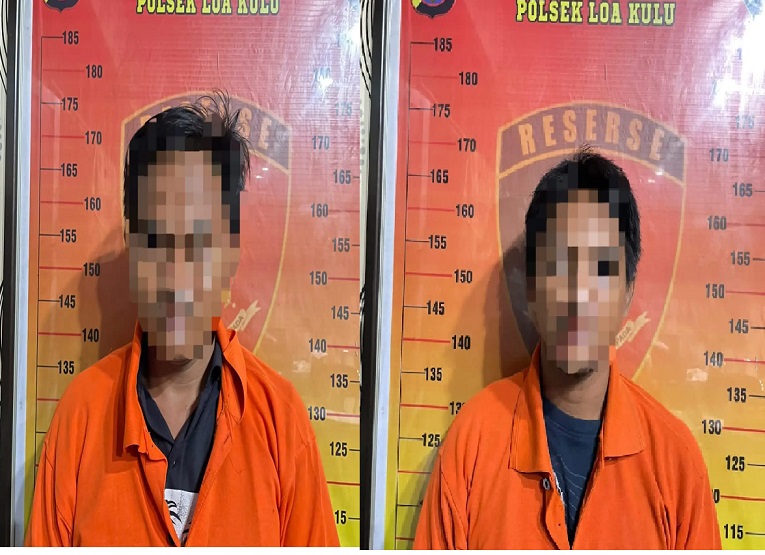 Kedua Pelaku Saat di Amankan Petugas Kepolisian. (Dok. Polsek Loa Kulu)