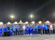 Kontingen Kukar saat pelepasan untuk mengikuti lima ajang olahraga tingkat Provinsi Kalimantan Timur 2026 di Arbizz Space, Tenggarong. (Van/dutakaltimnews.com)
